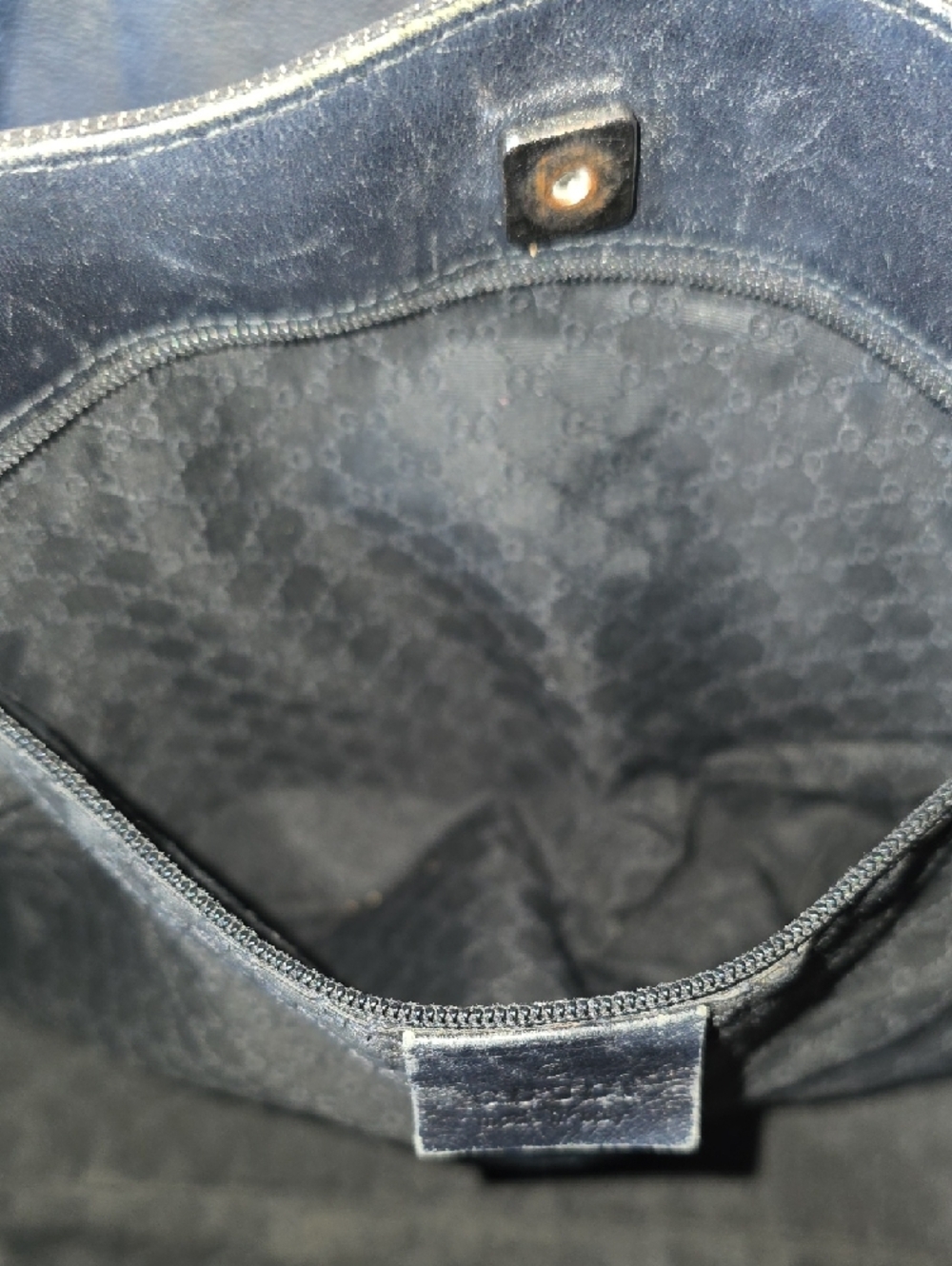 Gucci Black Denim Tote with Red and Green Web Accent - Picture 9 of 14